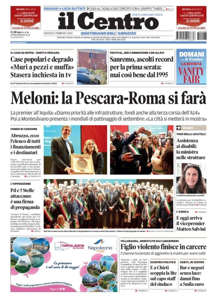 anteprima della prima pagina di il-centro-chieti del 09/02/2024