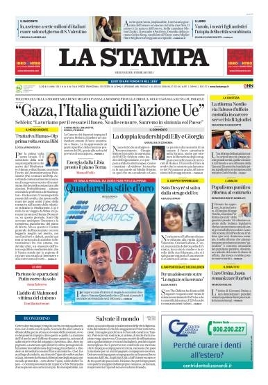 anteprima della prima pagina di la-stampa del 13/02/2024