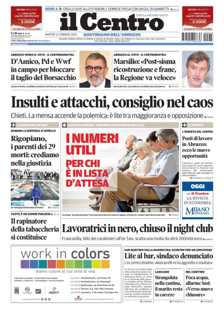 anteprima della prima pagina di il-centro-chieti del 13/02/2024