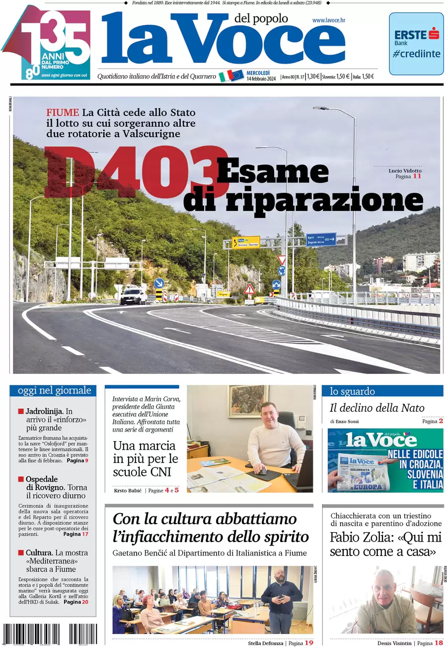 anteprima della prima pagina di la-voce-del-popolo del 13/02/2024