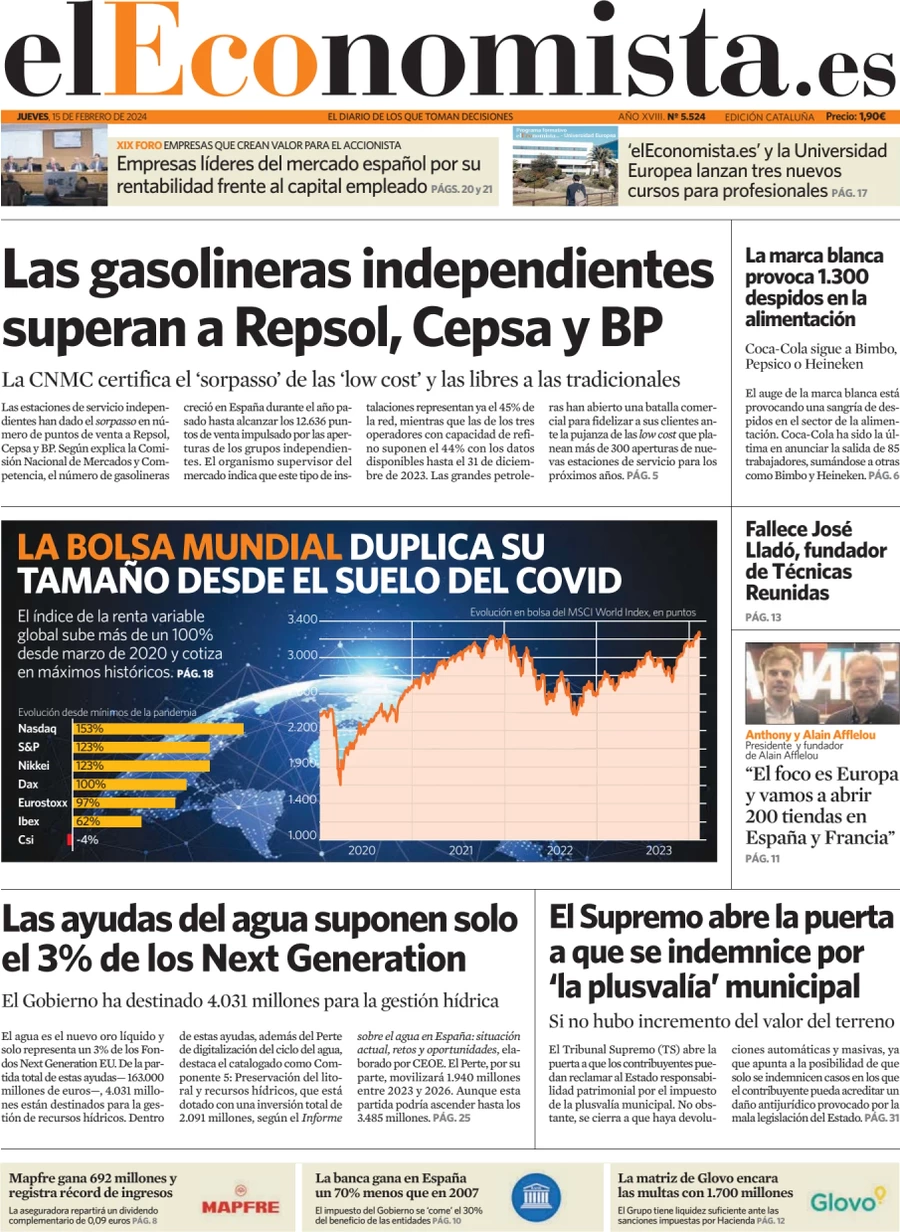 anteprima della prima pagina di el-economista del 14/02/2024