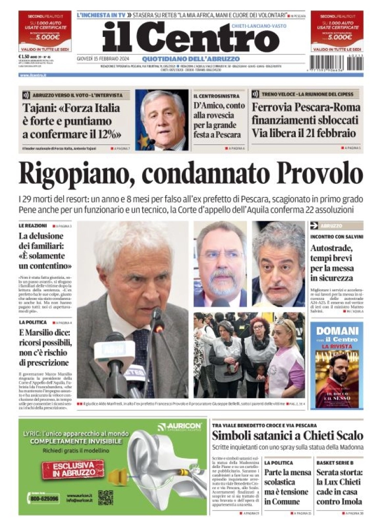 anteprima della prima pagina di il-centro-chieti del 15/02/2024