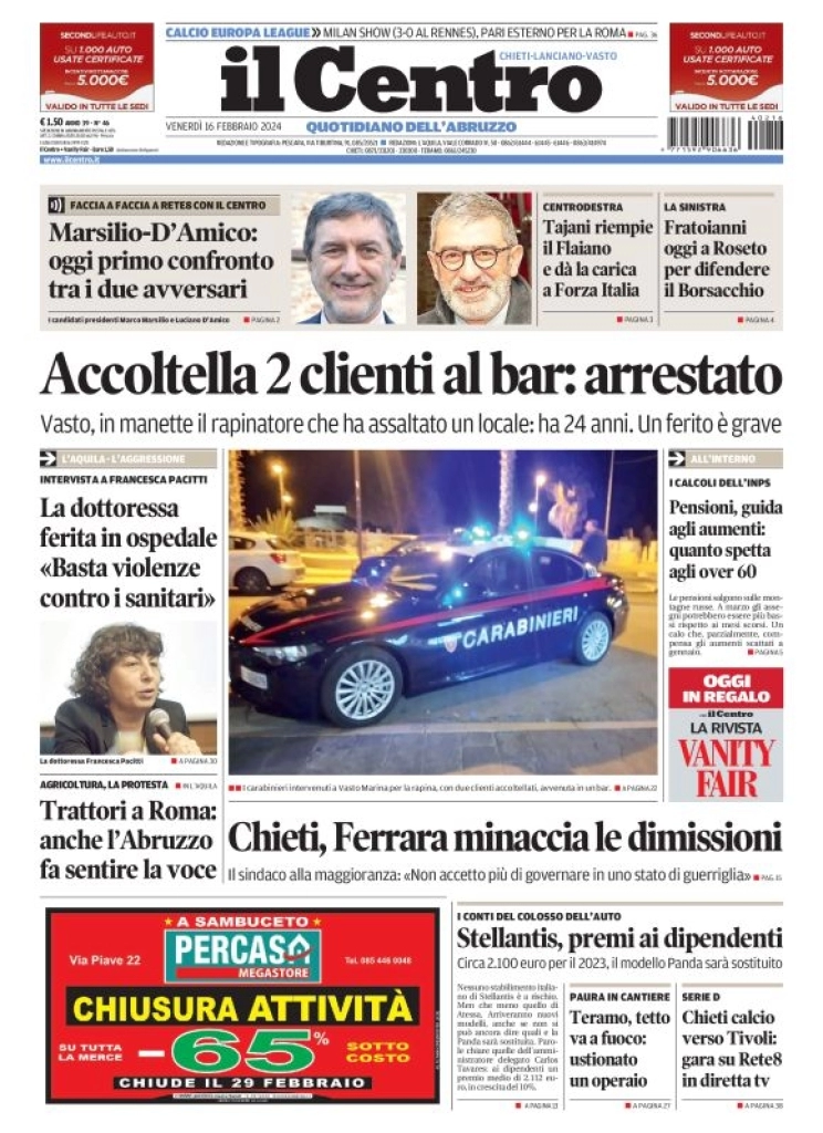 anteprima della prima pagina di il-centro-chieti del 16/02/2024