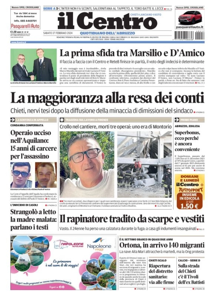 anteprima della prima pagina di il-centro-chieti del 17/02/2024