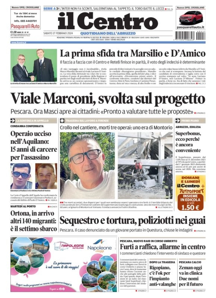 anteprima della prima pagina di il-centro-pescara del 17/02/2024