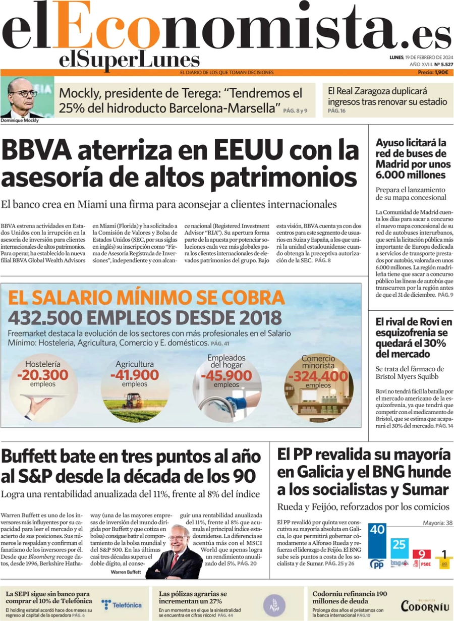 anteprima della prima pagina di el-economista del 18/02/2024