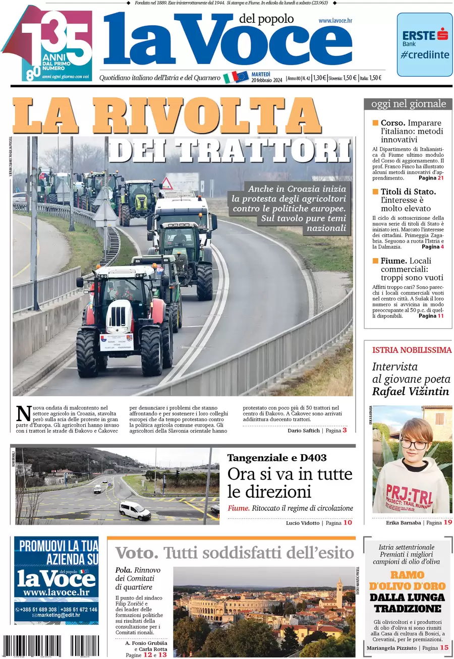 anteprima della prima pagina di la-voce-del-popolo del 19/02/2024