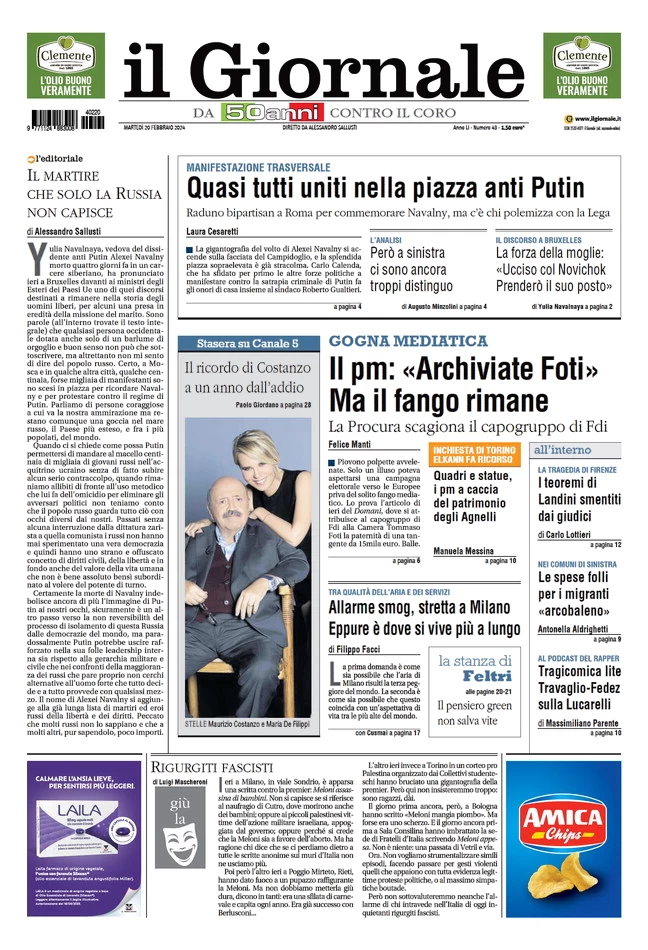 anteprima della prima pagina di il-giornale del 19/02/2024