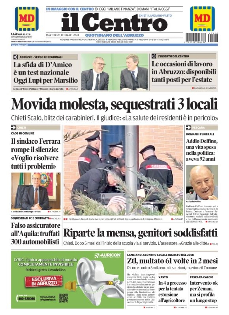 anteprima della prima pagina di il-centro-chieti del 20/02/2024