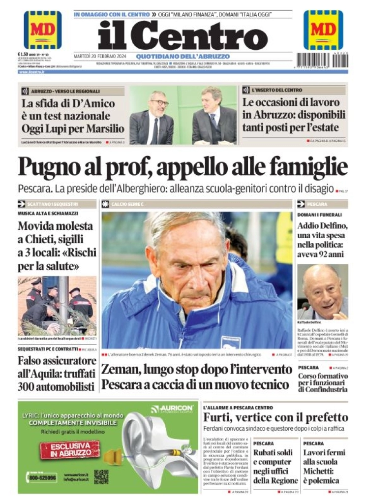 anteprima della prima pagina di il-centro-pescara del 20/02/2024