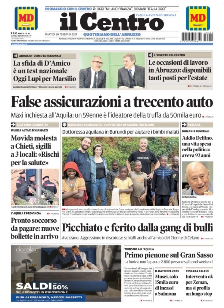 anteprima della prima pagina di il-centro-laquila del 20/02/2024