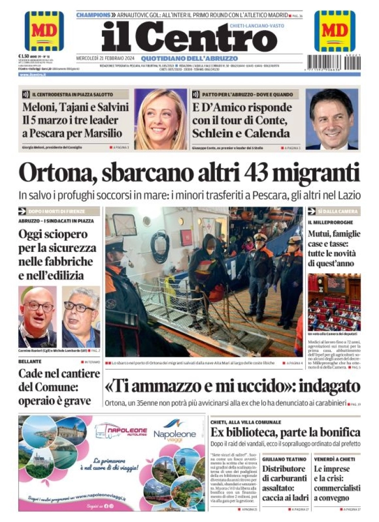 anteprima della prima pagina di il-centro-chieti del 21/02/2024