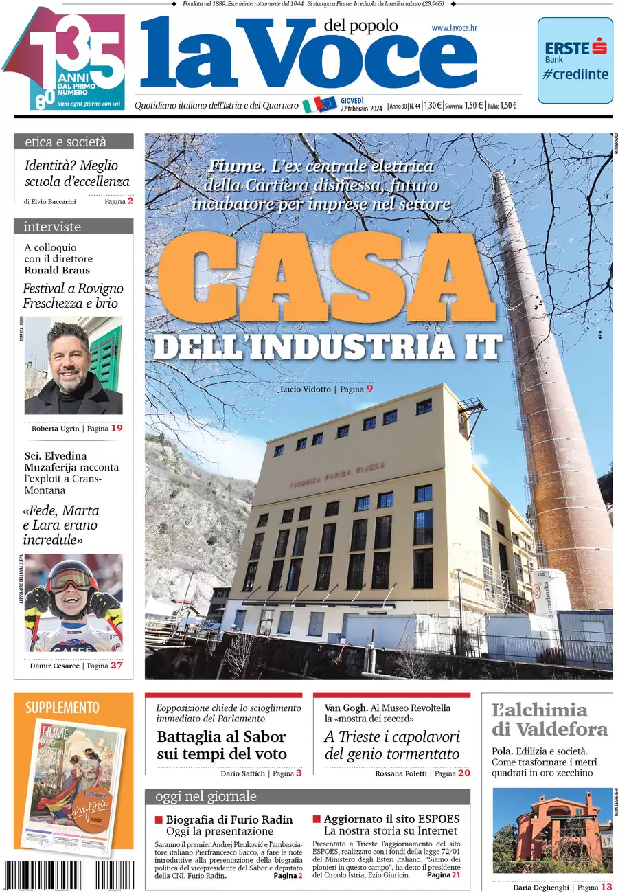 anteprima della prima pagina di la-voce-del-popolo del 21/02/2024