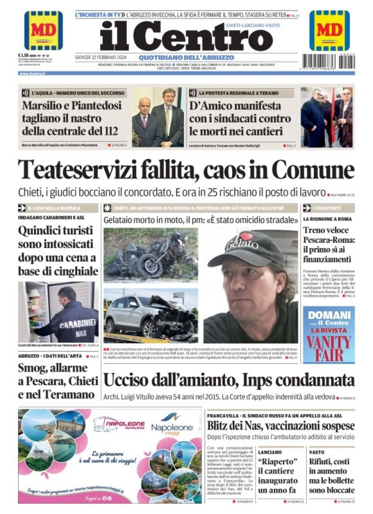 anteprima della prima pagina di il-centro-chieti del 22/02/2024