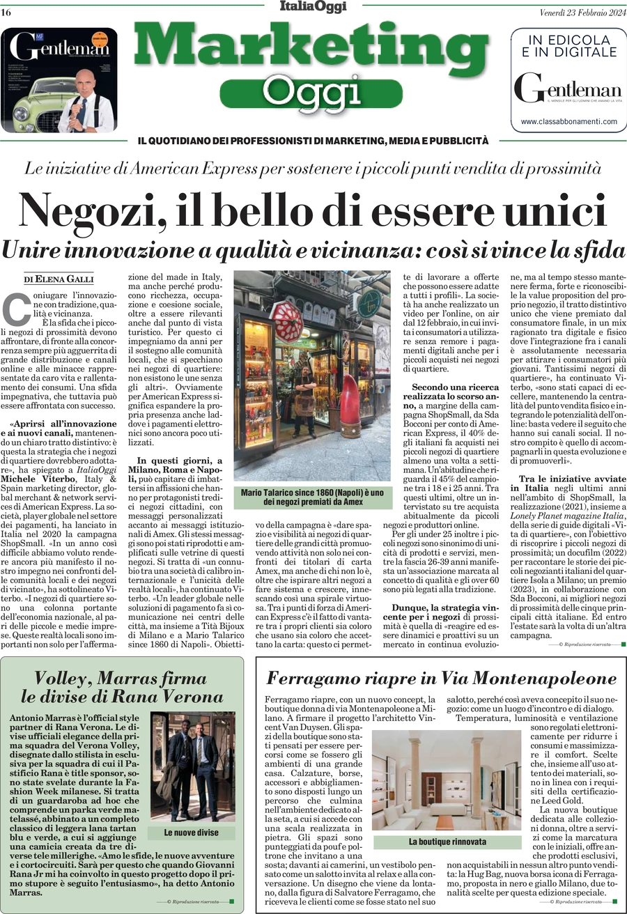 anteprima della prima pagina di marketing-oggi del 23/02/2024