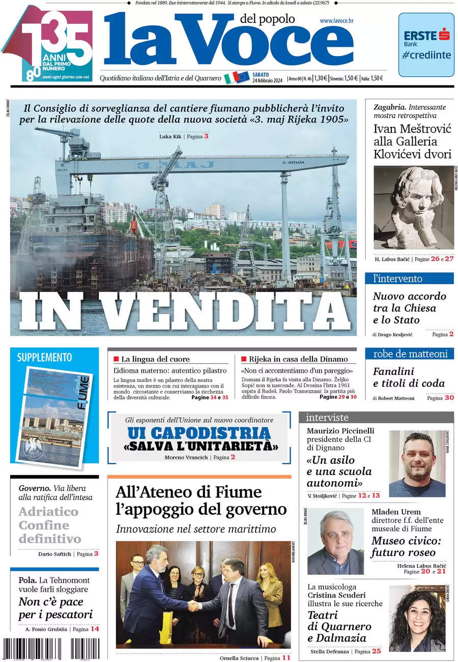 anteprima della prima pagina di la-voce-del-popolo del 23/02/2024