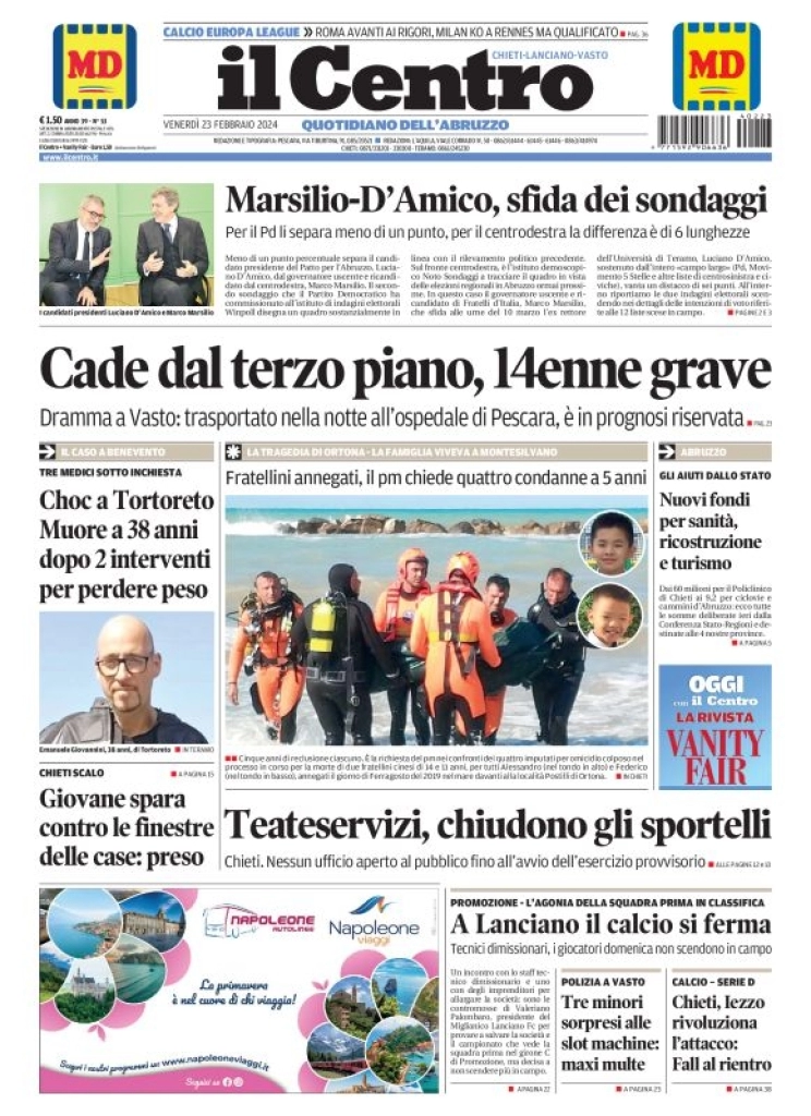 anteprima della prima pagina di il-centro-chieti del 23/02/2024