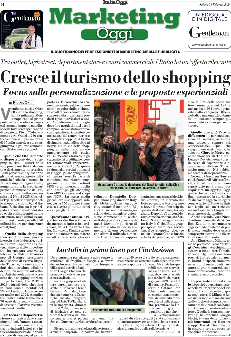 anteprima della prima pagina di marketing-oggi del 24/02/2024