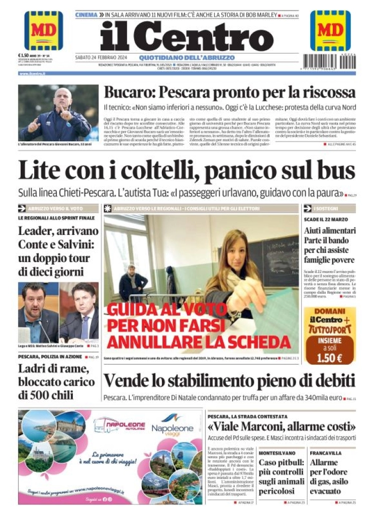 anteprima della prima pagina di il-centro-pescara del 24/02/2024