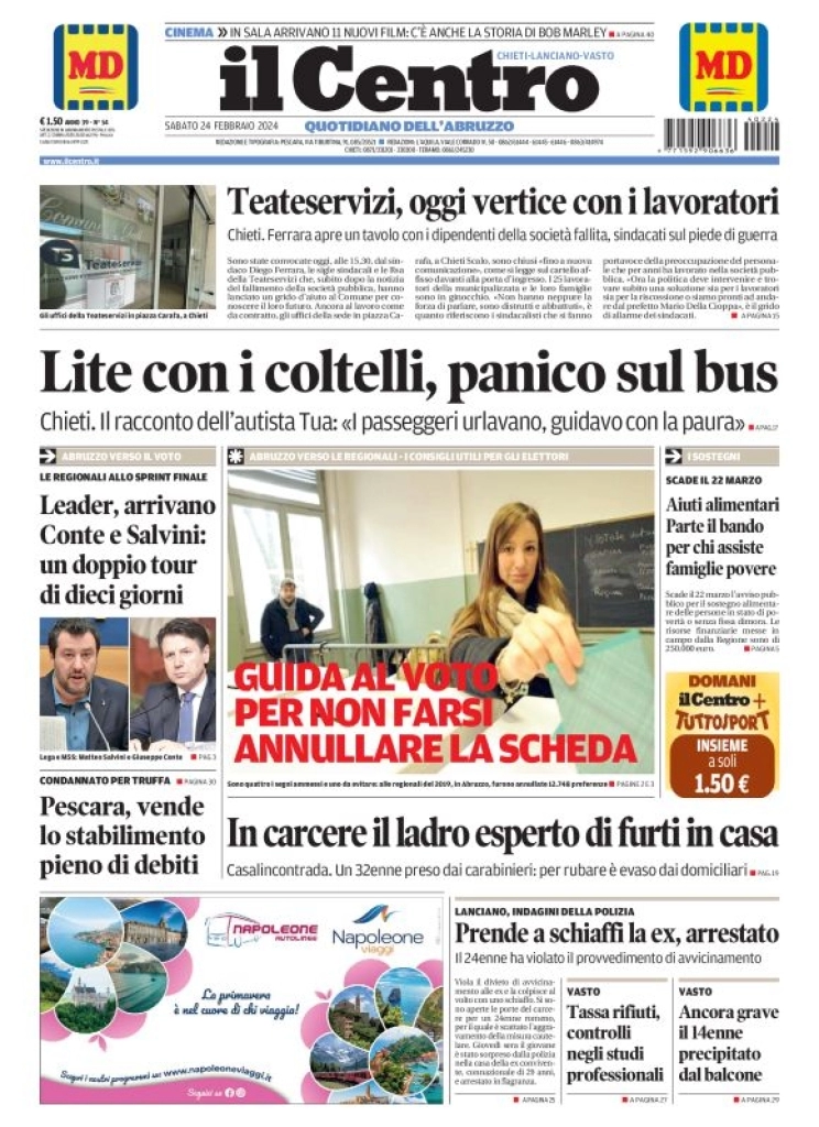 anteprima della prima pagina di il-centro-chieti del 24/02/2024