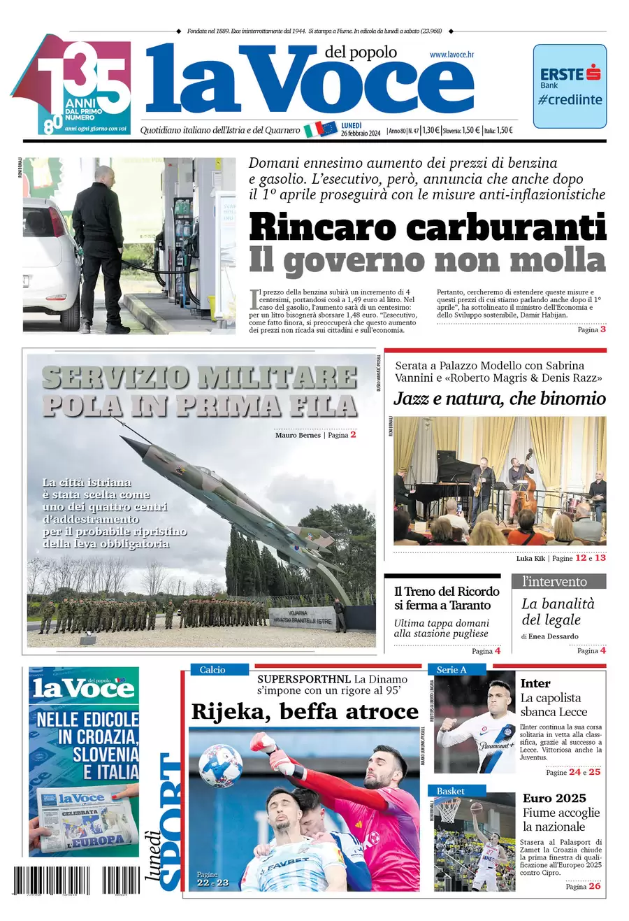 anteprima della prima pagina di la-voce-del-popolo del 25/02/2024