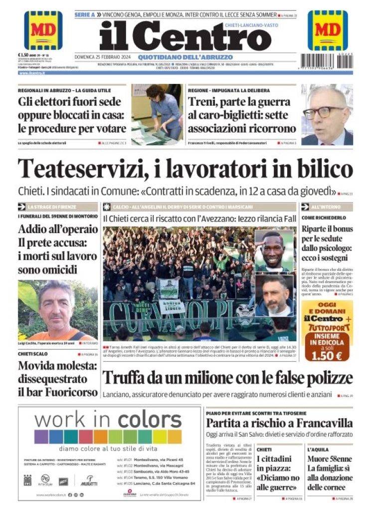 anteprima della prima pagina di il-centro-chieti del 25/02/2024