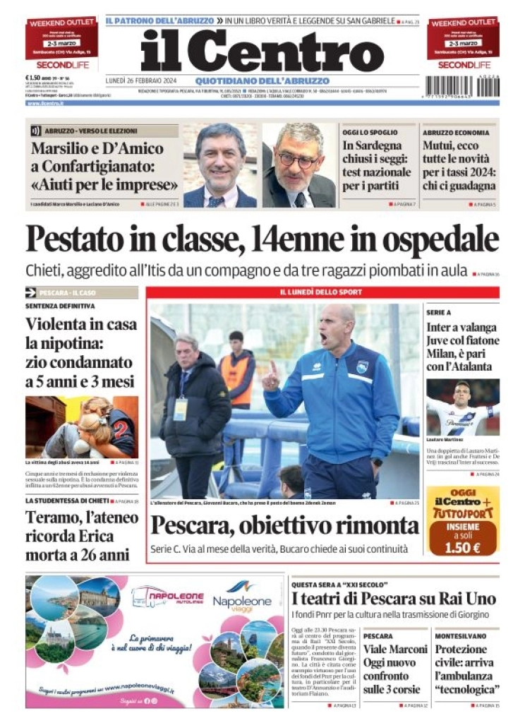 anteprima della prima pagina di il-centro-pescara del 26/02/2024