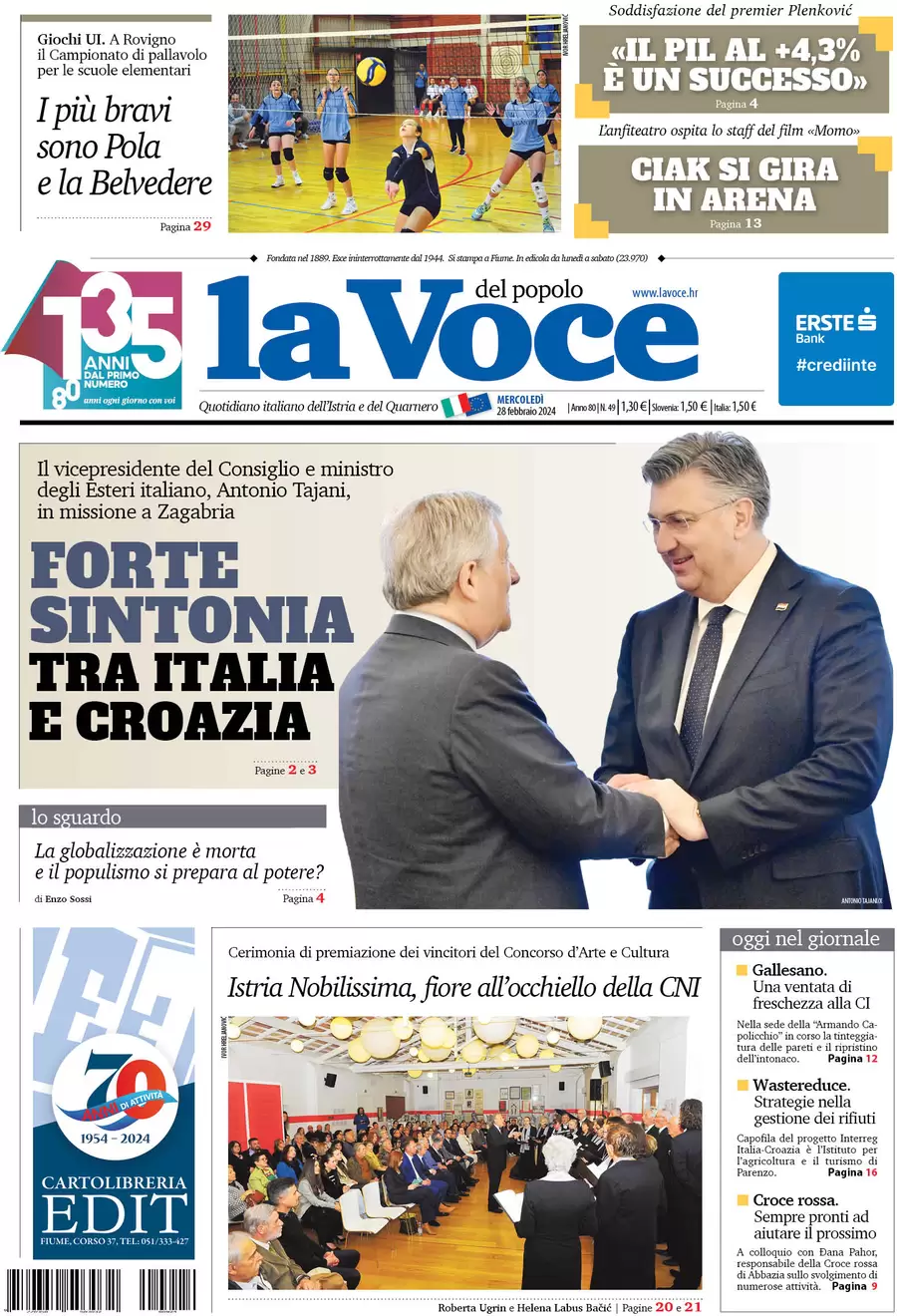 anteprima della prima pagina di la-voce-del-popolo del 27/02/2024