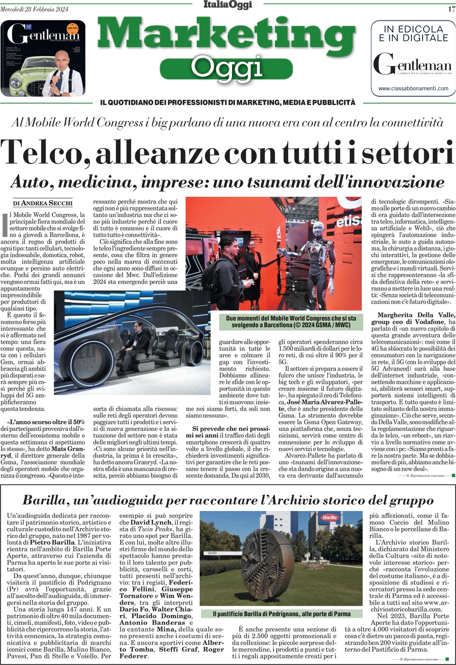 anteprima della prima pagina di marketing-oggi del 28/02/2024