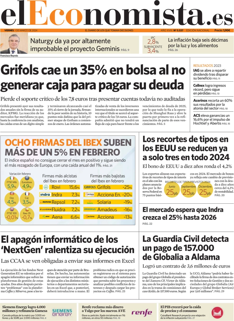 anteprima della prima pagina di el-economista del 29/02/2024