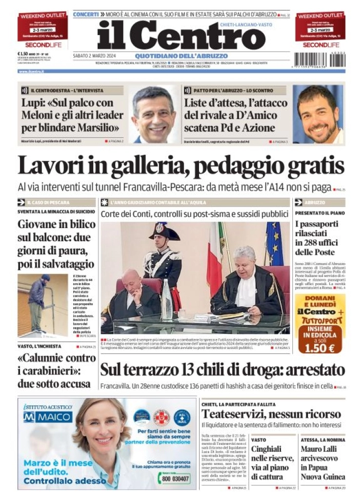 anteprima della prima pagina di il-centro-chieti del 02/03/2024