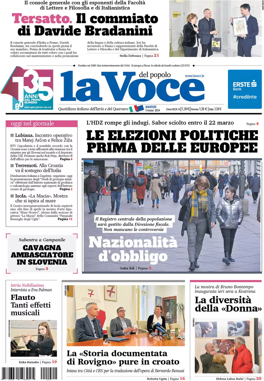 anteprima della prima pagina di la-voce-del-popolo del 04/03/2024