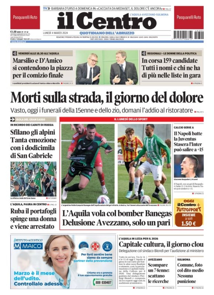 anteprima della prima pagina di il-centro-laquila del 04/03/2024