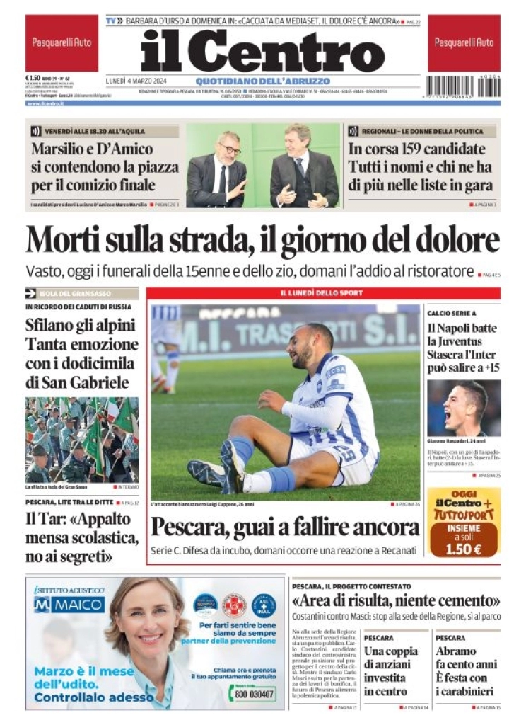 anteprima della prima pagina di il-centro-pescara del 04/03/2024