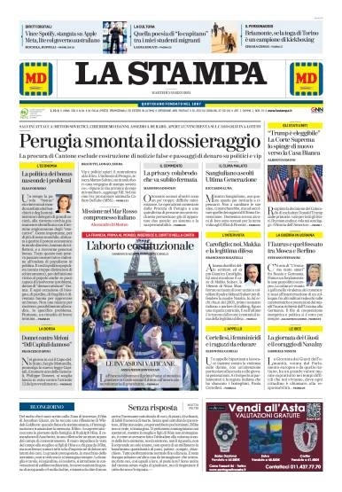 anteprima della prima pagina di la-stampa del 04/03/2024