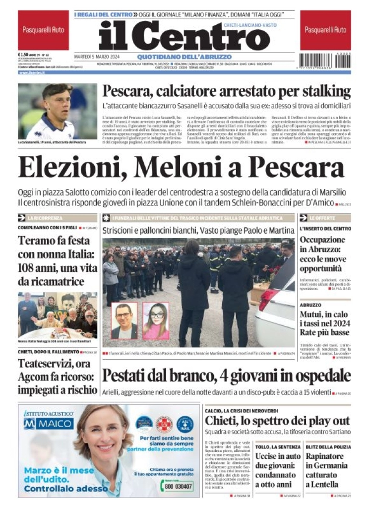 anteprima della prima pagina di il-centro-chieti del 05/03/2024