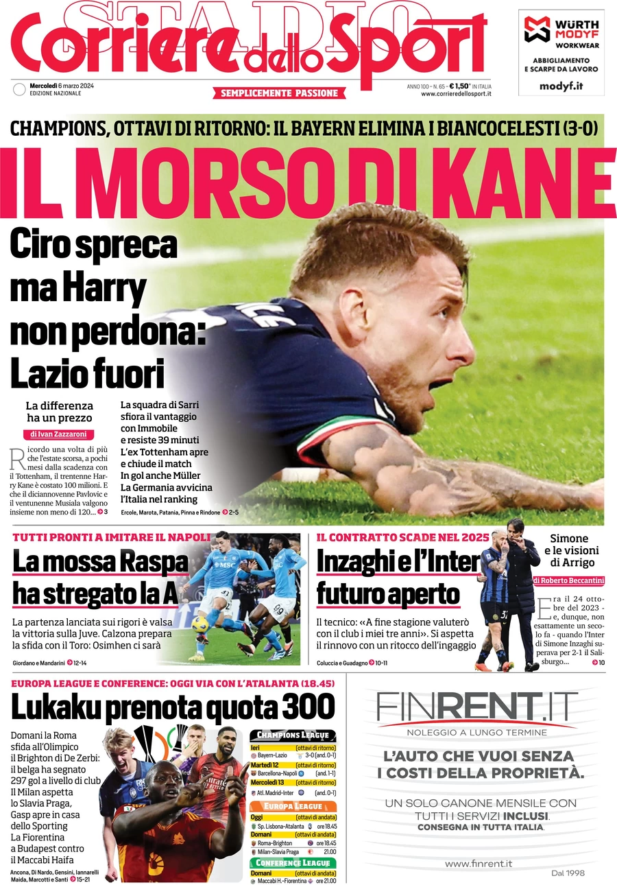 anteprima della prima pagina di corriere-dello-sport del 06/03/2024