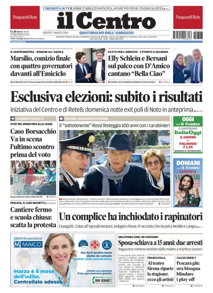 anteprima della prima pagina di il-centro-pescara del 07/03/2024