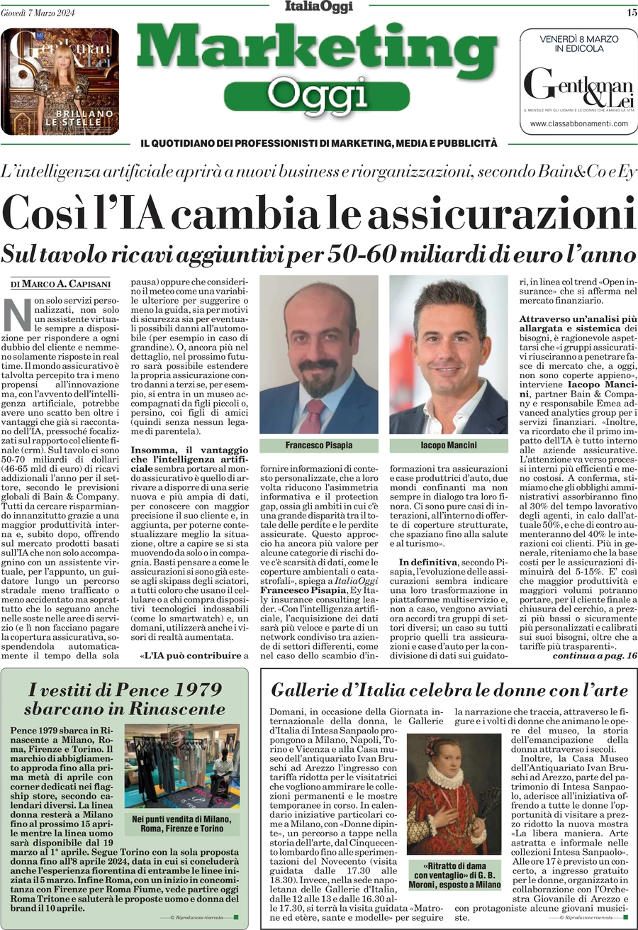 anteprima della prima pagina di marketing-oggi del 07/03/2024