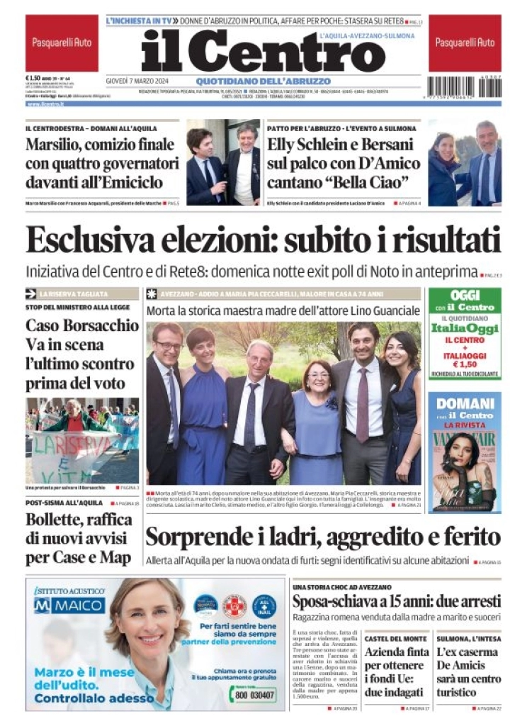 anteprima della prima pagina di il-centro-laquila del 07/03/2024