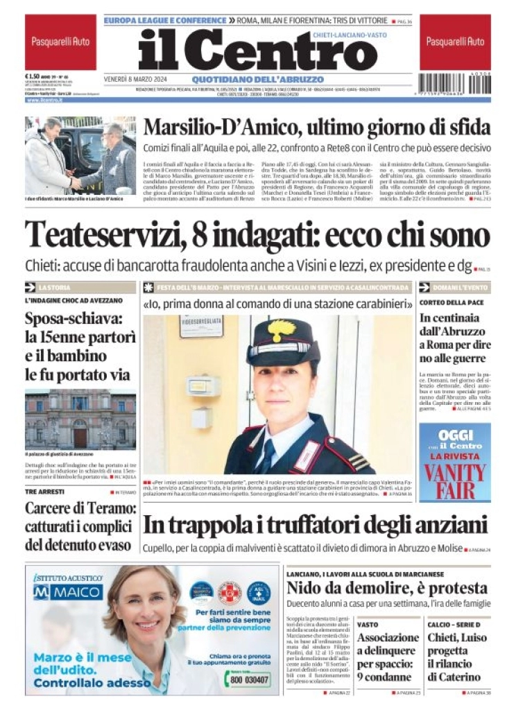 anteprima della prima pagina di il-centro-chieti del 08/03/2024