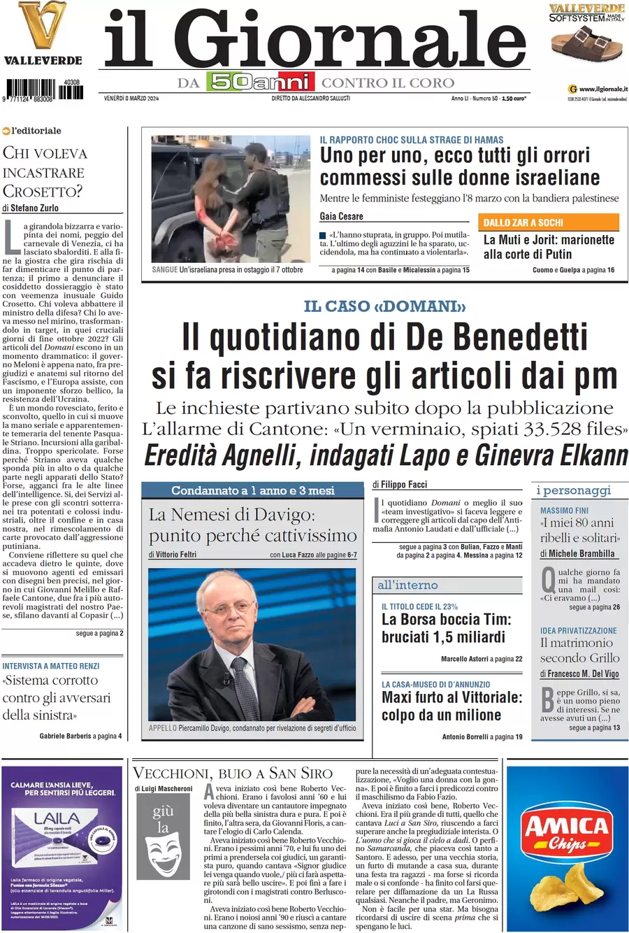 anteprima della prima pagina di il-giornale del 08/03/2024