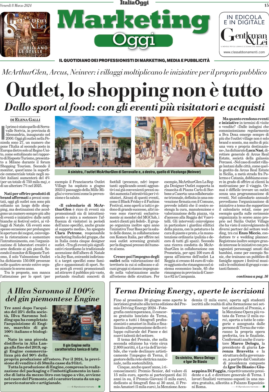 anteprima della prima pagina di marketing-oggi del 08/03/2024