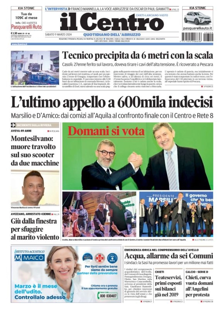 anteprima della prima pagina di il-centro-chieti del 09/03/2024