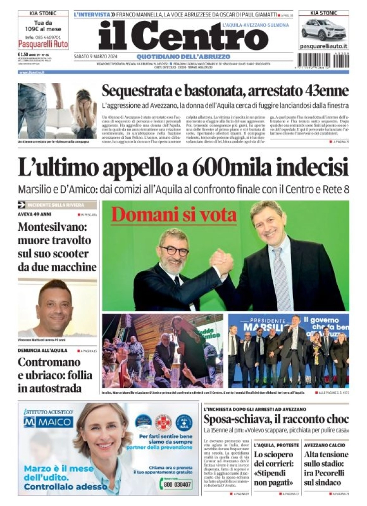 anteprima della prima pagina di il-centro-laquila del 09/03/2024