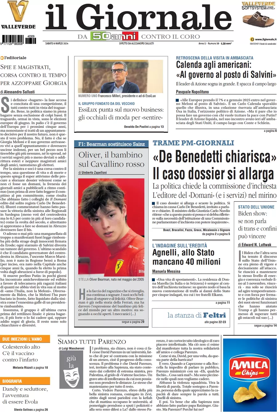 anteprima della prima pagina di il-giornale del 09/03/2024