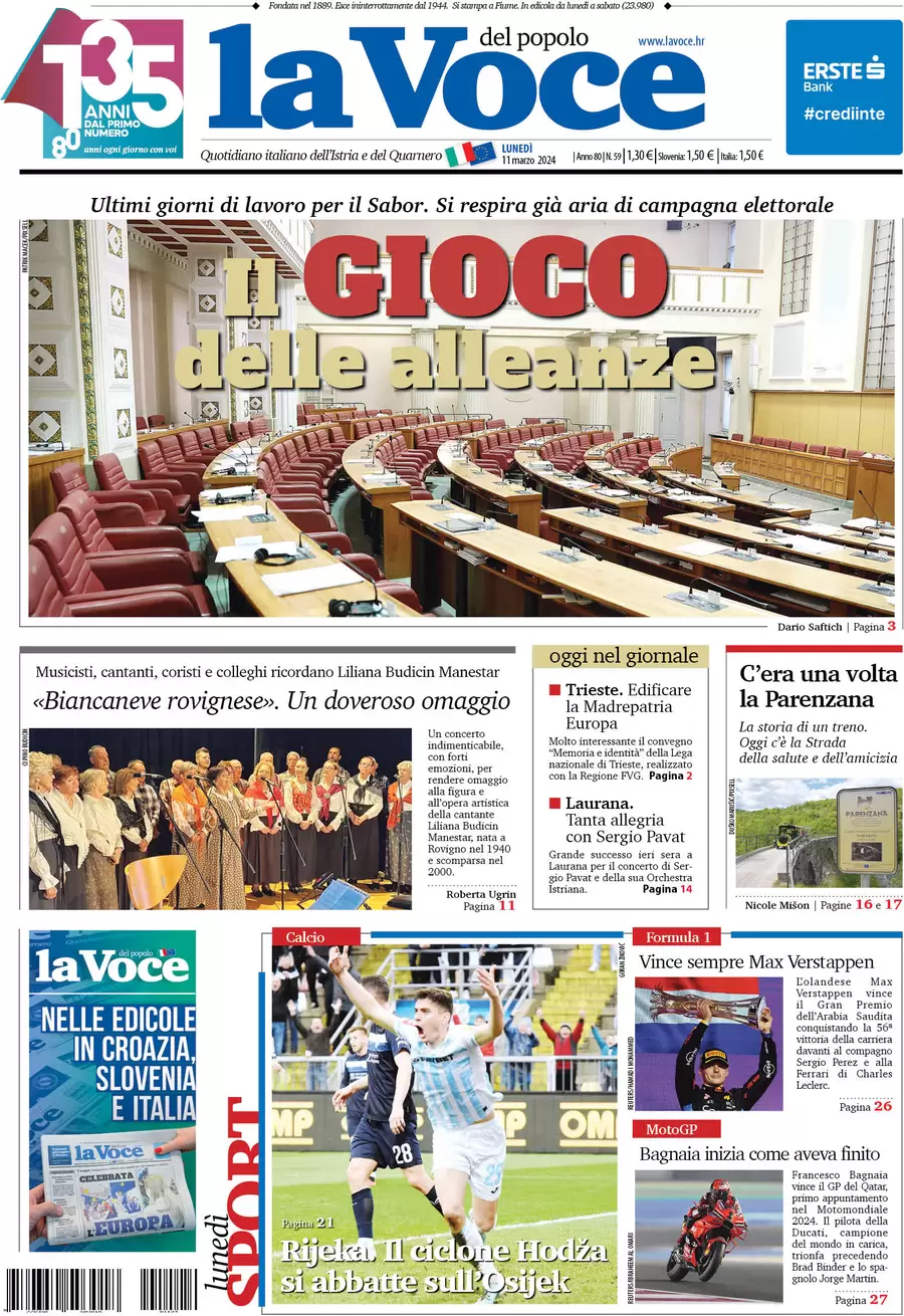 anteprima della prima pagina di la-voce-del-popolo del 10/03/2024
