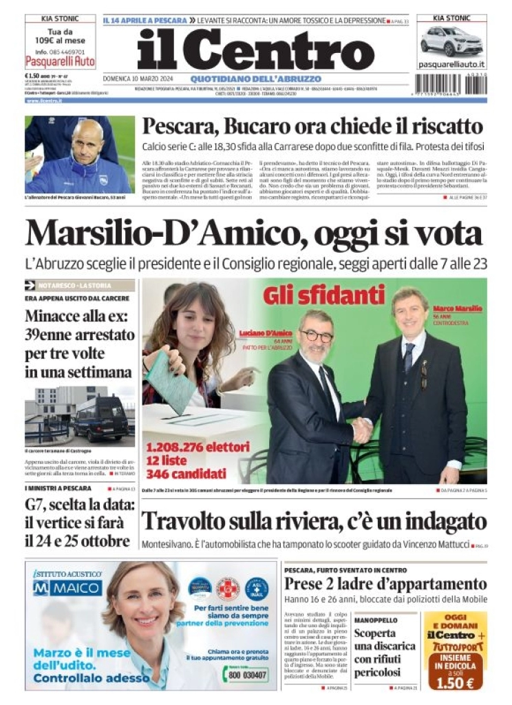 anteprima della prima pagina di il-centro-pescara del 10/03/2024