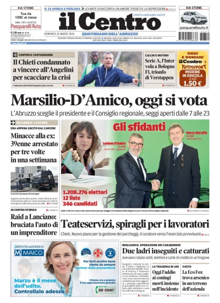 anteprima della prima pagina di il-centro-chieti del 10/03/2024