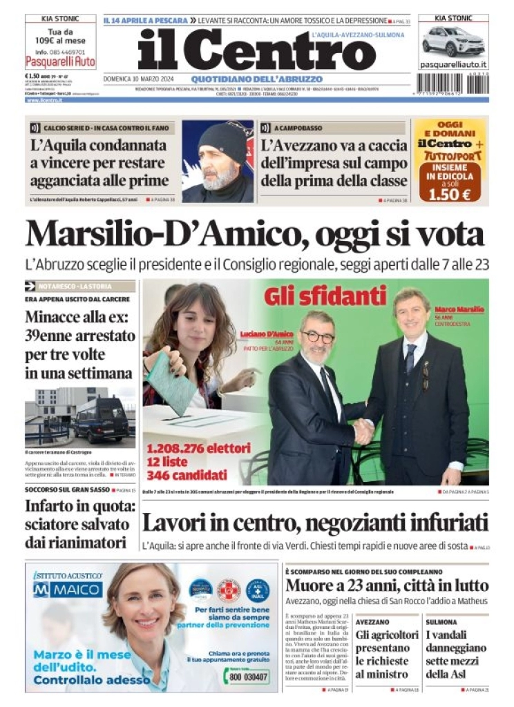 anteprima della prima pagina di il-centro-laquila del 10/03/2024